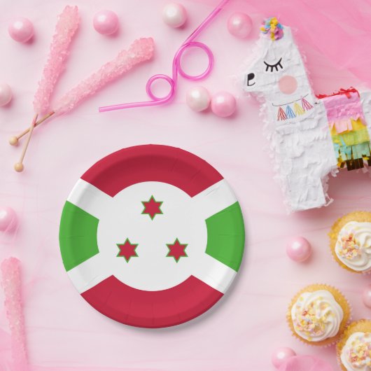 Patriotische Papiertafel mit Flagge Burundis Pappteller (Party)