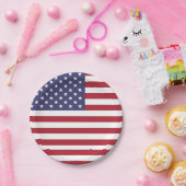 Patriotische Papiertafel mit Flagge der USA. Pappteller (Party)