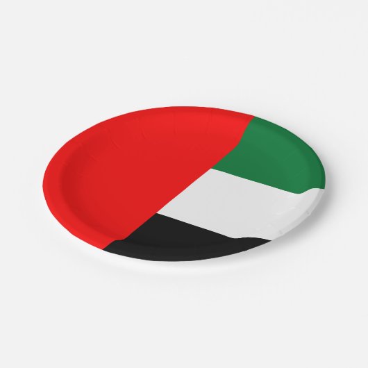 Patriotische Papiertafel mit Flagge der VAE Pappteller (Schrägansicht)