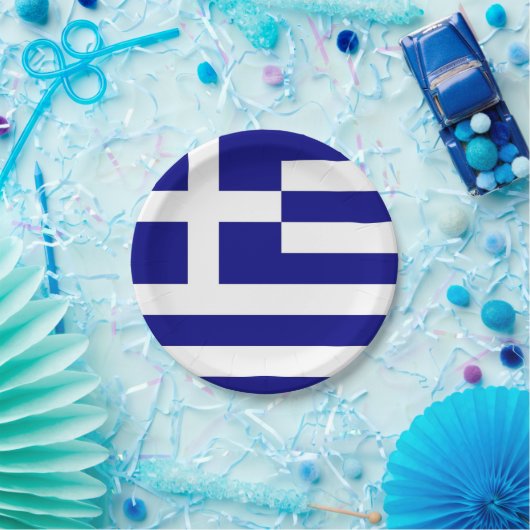 Patriotische Papiertafel mit Flagge Griechenlands Pappteller (Party)