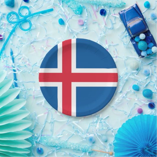 Patriotische Papiertafel mit Flagge Islands Pappteller (Party)