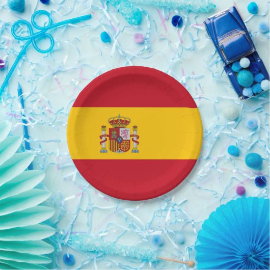 Patriotische Papiertafel mit Flagge Spaniens Pappteller (Party)