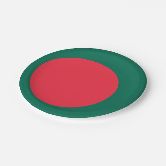 Patriotische Papiertafel mit Flagge von Bangladesc Pappteller (Schrägansicht)