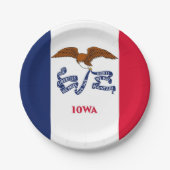 Patriotische Papiertafel mit Flagge von Iowa Pappteller (Vorderseite)