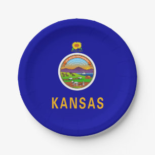 Patriotische Papiertafel mit Flagge von Kansas Pappteller
