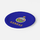 Patriotische Papiertafel mit Flagge von Kansas Pappteller (Schrägansicht)