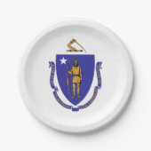 Patriotische Papiertafel mit Flagge von Massachuse Pappteller (Vorderseite)