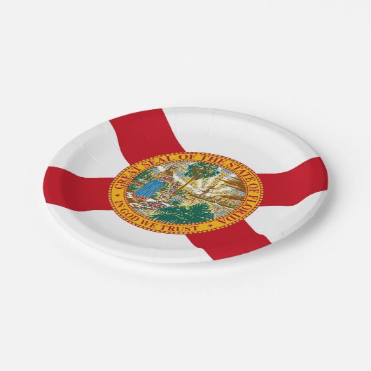 Patriotische Papiertafel mit Florida-Flagge Pappteller (Schrägansicht)