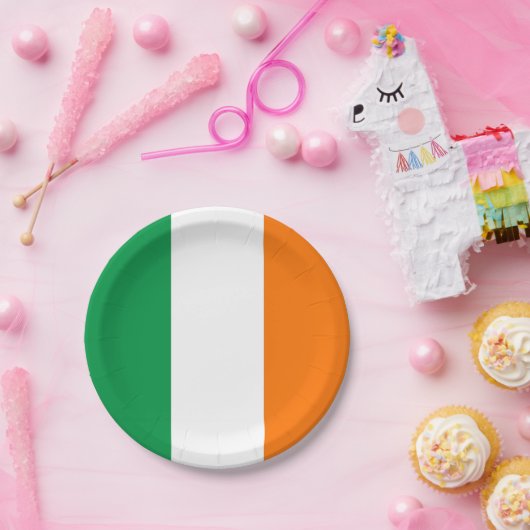 Patriotische Papiertafel mit irischer Flagge Pappteller (Party)