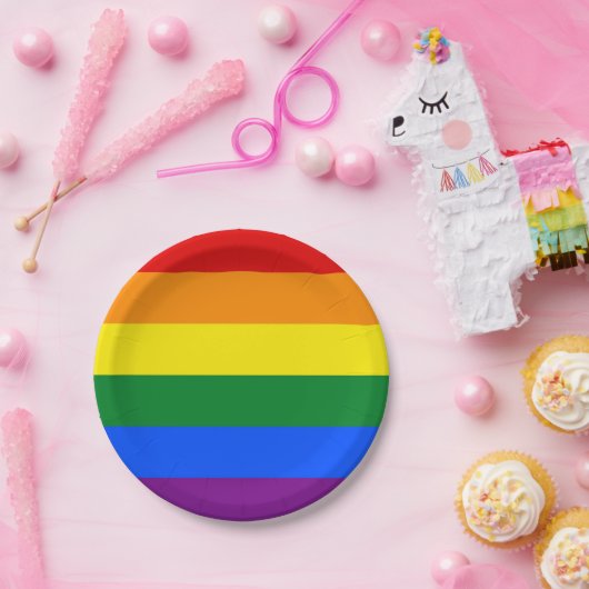 Patriotische Papiertafel mit LGBT-Flagge Pappteller (Party)
