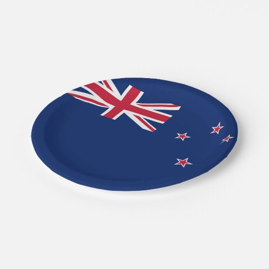 Patriotische Papiertafel mit neuseeländischer Flag Pappteller (Schrägansicht)