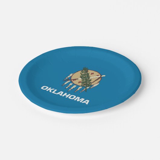 Patriotische Papiertafel mit Oklahoma-Flagge Pappteller (Schrägansicht)