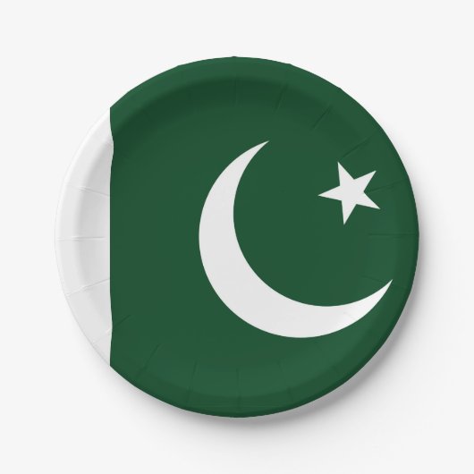 Patriotische Papiertafel mit pakistanischer Flagge Pappteller (Vorderseite)