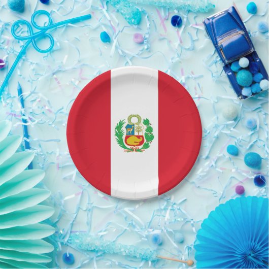 Patriotische Papiertafel mit Peru-Flagge Pappteller (Party)