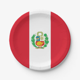 Patriotische Papiertafel mit Peru-Flagge Pappteller