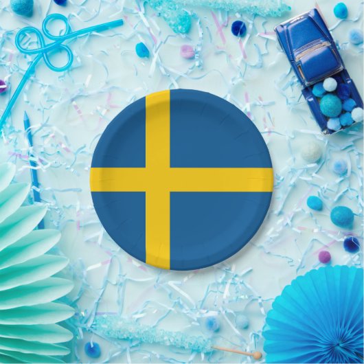 Patriotische Papiertafel mit schwedischer Flagge Pappteller (Party)