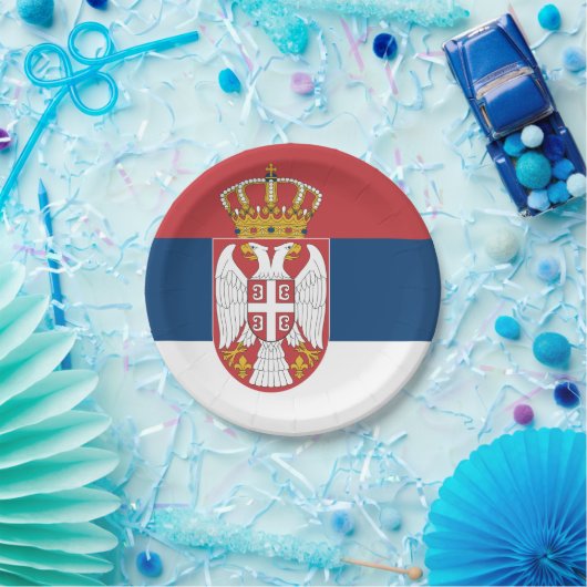 Patriotische Papiertafel mit serbischer Flagge Pappteller (Party)