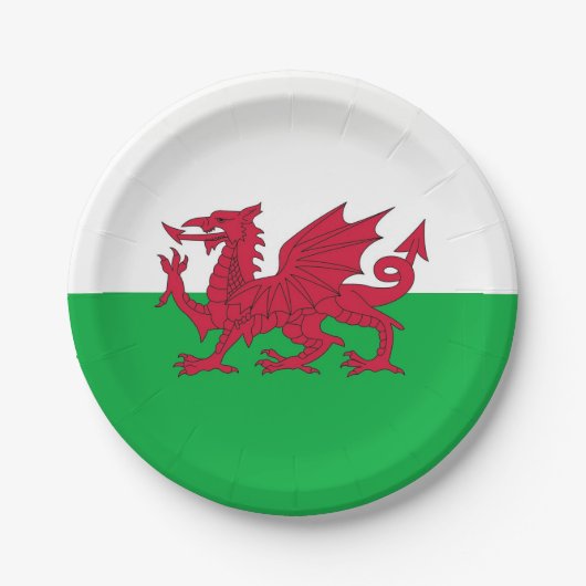 Patriotische Papiertafel mit Wales-Flagge Pappteller (Vorderseite)