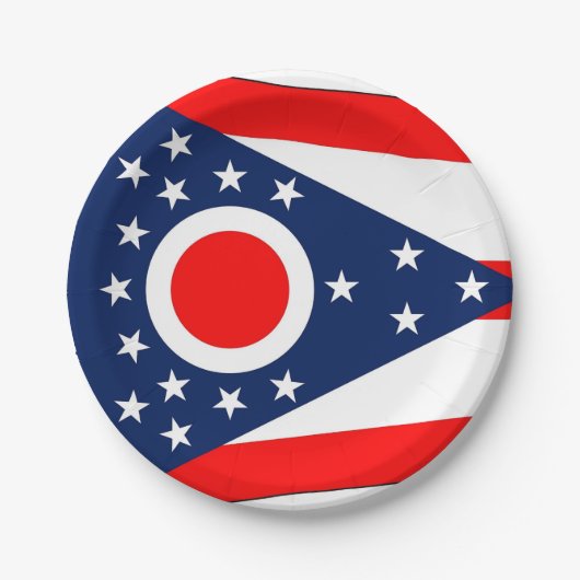 Patriotische Papiertüte mit Ohio-Flagge Pappteller (Vorderseite)