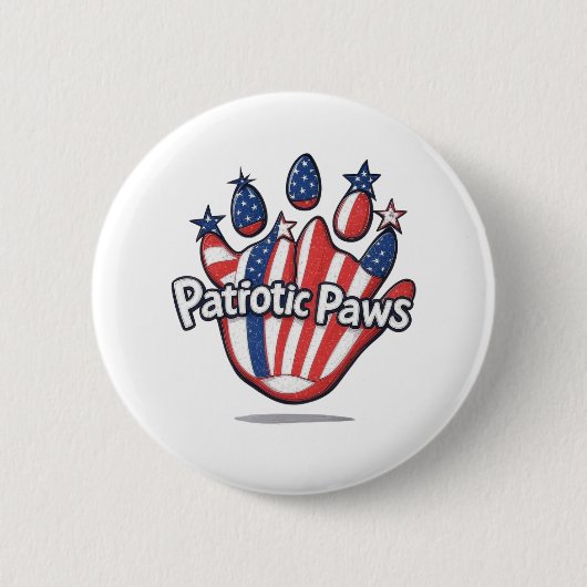 Patriotische Paws - Niedliche Schaltfläche "USA Fl Button (Vorderseite)