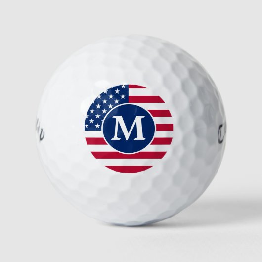Patriotische Personalisierte Monogram-Amerikanisch Golfball (Vorderseite)