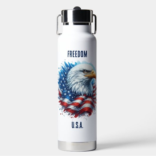 Patriotische Personalisierte USA Freiheit mit Adle Trinkflasche (Vorderseite)