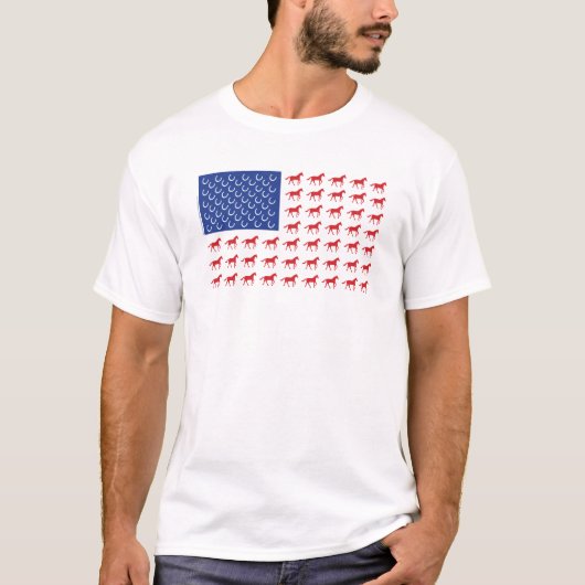 Patriotische Pferde Amerikanische Flagge T-Shirt (Vorderseite)