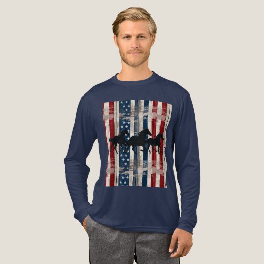 Patriotische Pferde Tri-Blend Shirt (Volle Vorderseite)