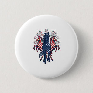 Patriotische Pferde Vintage Feuerwerk Vektor Desig Button