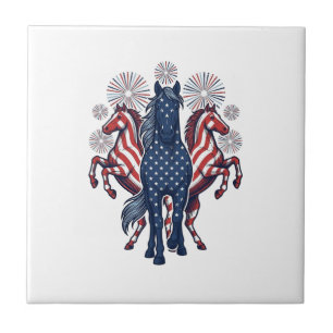 Patriotische Pferde Vintage-Feuerwerk Vektor-Desig Fliese