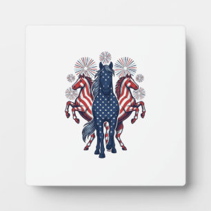 Patriotische Pferde Vintage Feuerwerk Vektor Desig Fotoplatte