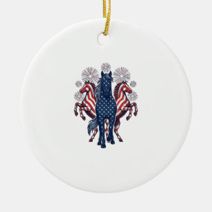 Patriotische Pferde Vintage-Feuerwerk Vektor-Desig Keramik Ornament