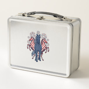 Patriotische Pferde Vintage Feuerwerk Vektor Desig Metall Brotdose