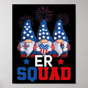 Patriotische Pflegekraft Er Squad Gnome 4. Juli Us Poster