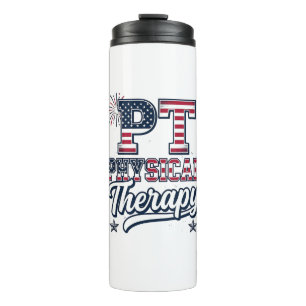 Patriotische Physiotherapie Vintage-PT-Shirt-Desig Thermosbecher