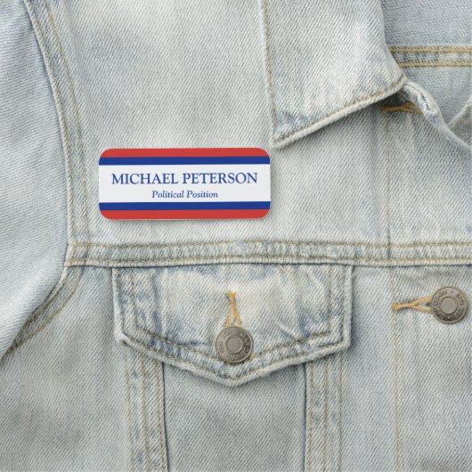 Patriotische politische Kampagne Rot Weiß und Blau Namensschild (Beispiel)