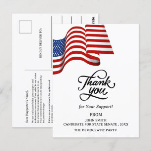Patriotische Politische Kampagne Wahl Danke Postkarte