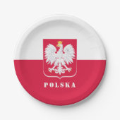 Patriotische Polnische Platte, Adler, polnische Fl Pappteller (Vorderseite)