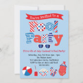 Patriotische Pool-Party Einladung - rotes weißes (Vorderseite)