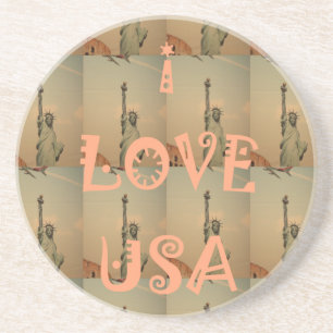 Patriotische Pop-Art: "Ich liebe USA" Grafikdesign Getränkeuntersetzer
