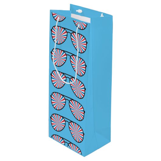 Patriotische PopArt Swirl Sonnenbrille Geschenktüte Für Weinflaschen (Vorderseite Schrägansicht)