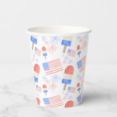Patriotische Popsicles & Fireworks Paper Cup Pappbecher (Rückseite)