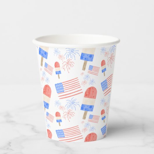 Patriotische Popsicles & Fireworks Paper Cup Pappbecher (Vorderseite)