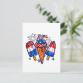 Patriotische Popsicles Ice Cream 4. Juli Einladungspostkarte (Stehend Vorderseite)