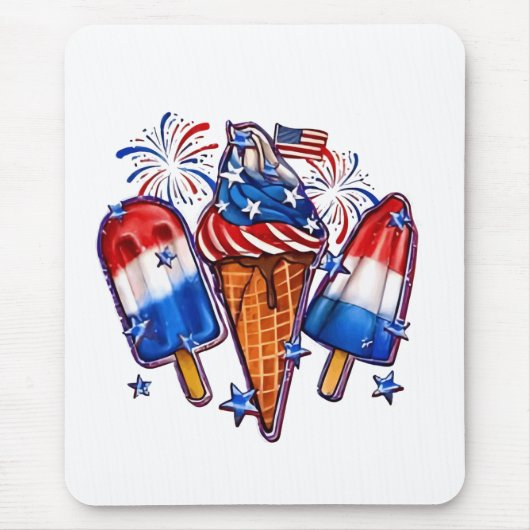 Patriotische Popsicles Ice Cream 4. Juli Mousepad (Vorne)