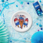 Patriotische Popsicles Ice Cream 4. Juli Pappteller (Party)