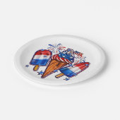 Patriotische Popsicles Ice Cream 4. Juli Pappteller (Schrägansicht)