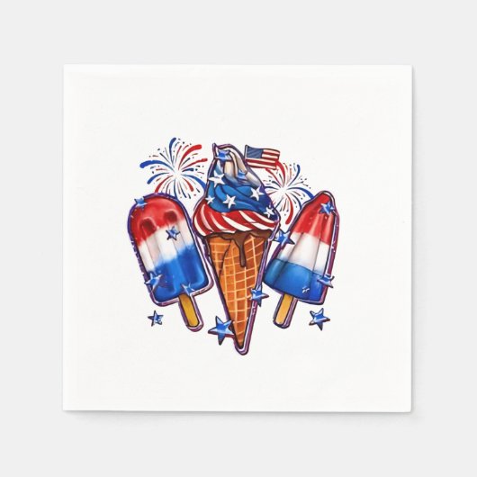 Patriotische Popsicles Ice Cream 4. Juli Serviette (Vorderseite)