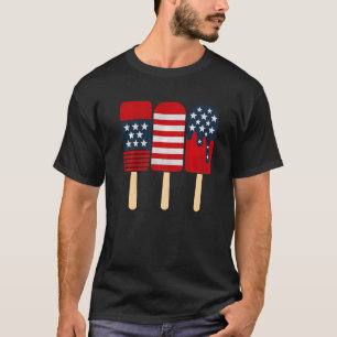Patriotische Popsicles Summer Ice Cream Lolly Red  T-Shirt