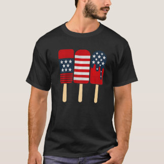 Patriotische Popsicles Summer Ice Cream Lolly Red  T-Shirt